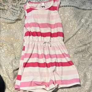 Striped Pink and White Girls Romper